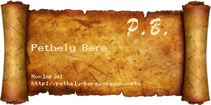 Pethely Bere névjegykártya